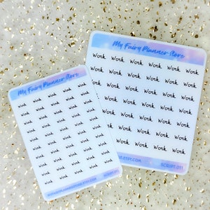 WORK - Script Stickers, Minimal Stickers, Simple Stickers, Journaling Stickers, Diary, Memory Keeping, Hobonichi A6 Cousin Week