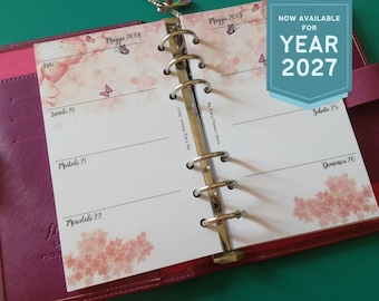 NEW 2027 - Ringbound Planner Refill - Weeks in Two Pages - Filofax, Webster Pages, KikkiK, Dokibook - A5, Personal, A6, Pocket - Cherry