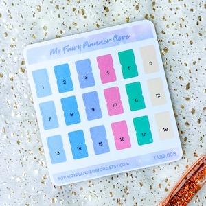 WEEKLY TABS - Colorful Tabs - Sticky Tabs - Tabs - Pastel Color - Numbers Tabs