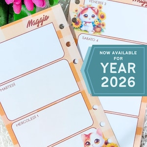 NEW 2026 - Sunflower Magic - Week on 2 Pages - Ringbound Planner Refill - Filofax, Webster, KikkiK, Dokibook - A5, Personal, A6, Pocket Size