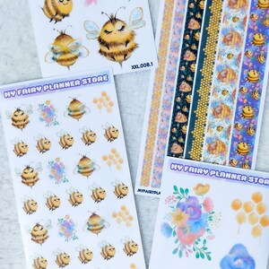FREYA - WASHI PAPIER - Stickers - Deco Stickers - Washi Tape - Xxl Stickers - Memory Keeping - Journaling - Dagboek - Eenhoorn - Bij - Bijenkoningin