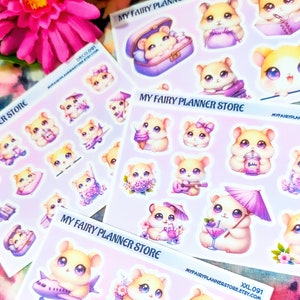 TIME FOR CUDDLES - Deco - Washi - Xxl Sticker - Giant Sticker - Matte Stickers - Memory Keeping - Journaling - Summer - Hamster - Bubble Tea