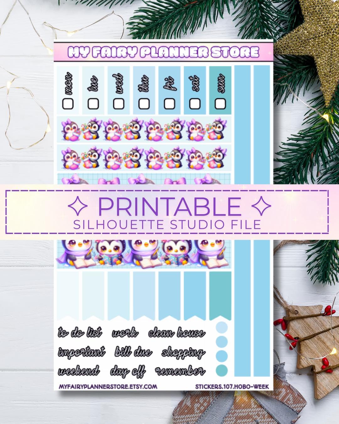 Printable - PIXIE WINTER WONDERLAND - Hobonichi Weeks - Weekly - Hobo ...