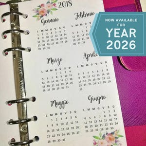 NEW 2026 - Pioggia di Fiori - Refill 2025 STAMPATO per agenda ad anelli (filofax, Dokibook, Webster Pages, KikkiK) - Formato Personal