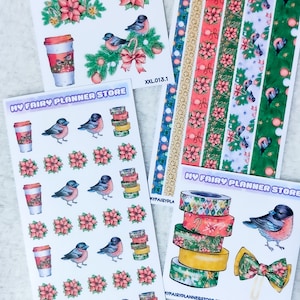 ROBIN - WASHI PAPIER - Stickers - Deco Stickers - Washi Tape - Xxl Stickers - Memory Keeping - Journaling - Dagboek - Winter - Kerstmis