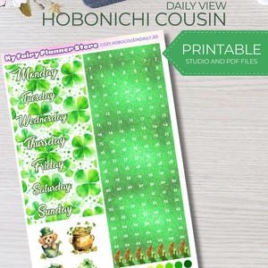 PRINTABLE HOBONICHI COUSIN - Daily View - Oh So Lucky -  Hobonichi Cousin - Weekly - Hobo Stickers - St. Patrick's Day - Lucky