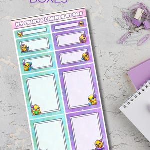 BUBBLES THE DUCK - Boxes Stickers - Journaling - Memory Keeping - Hobo Stickers - Spring - Lifestyle - Cute - Kawaii - Stationery