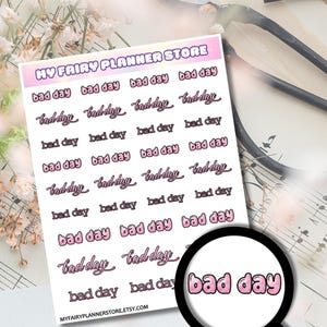 BAD DAY - Script Stickers, Colorful Stickers, Deco Stickers, Journaling Stickers, Diary, Memory Keeping, Hobonichi A6 Cousin Week