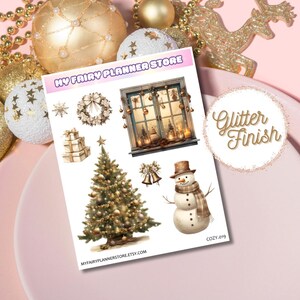 COZY COLLECTION - Christmas - Decoration, Journaling, Planner Stickers, Hobonichi Stickers - Vintage Christmas - Glitter - Holographic