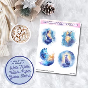 COZY COLLECTION - Celestial - Decoration, Journaling, Planner Stickers, Hobonichi Stickers - Vintage - Glitter - White Matte - Washi Paper