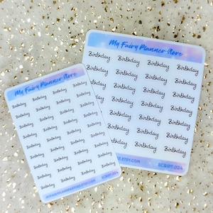 BIRTHDAY - Script Stickers, Minimal Stickers, Simple Stickers, Journaling Stickers, Diary, Memory Keeping, Hobonichi A6 Cousin Week