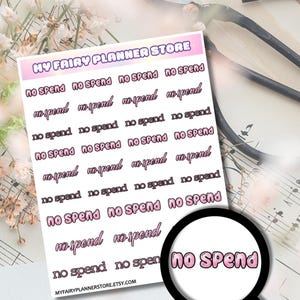 NO SPEND - Script Stickers, Colorful Stickers, Deco Stickers, Journaling Stickers, Diary, Memory Keeping, Hobonichi A6 Cousin Week