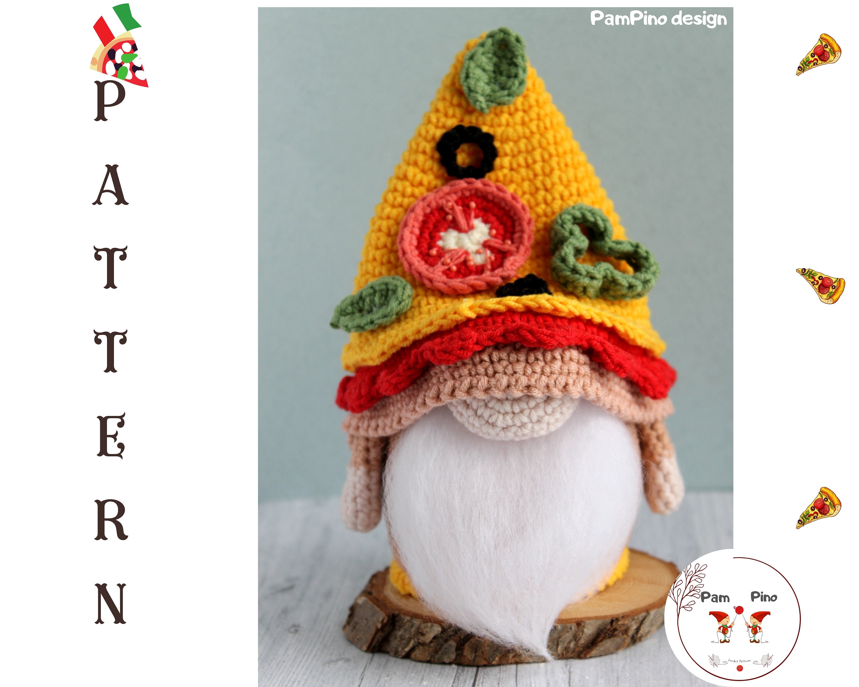 Crochet Pizza Gnome pattern Italian Gnome tutorial national Etsy