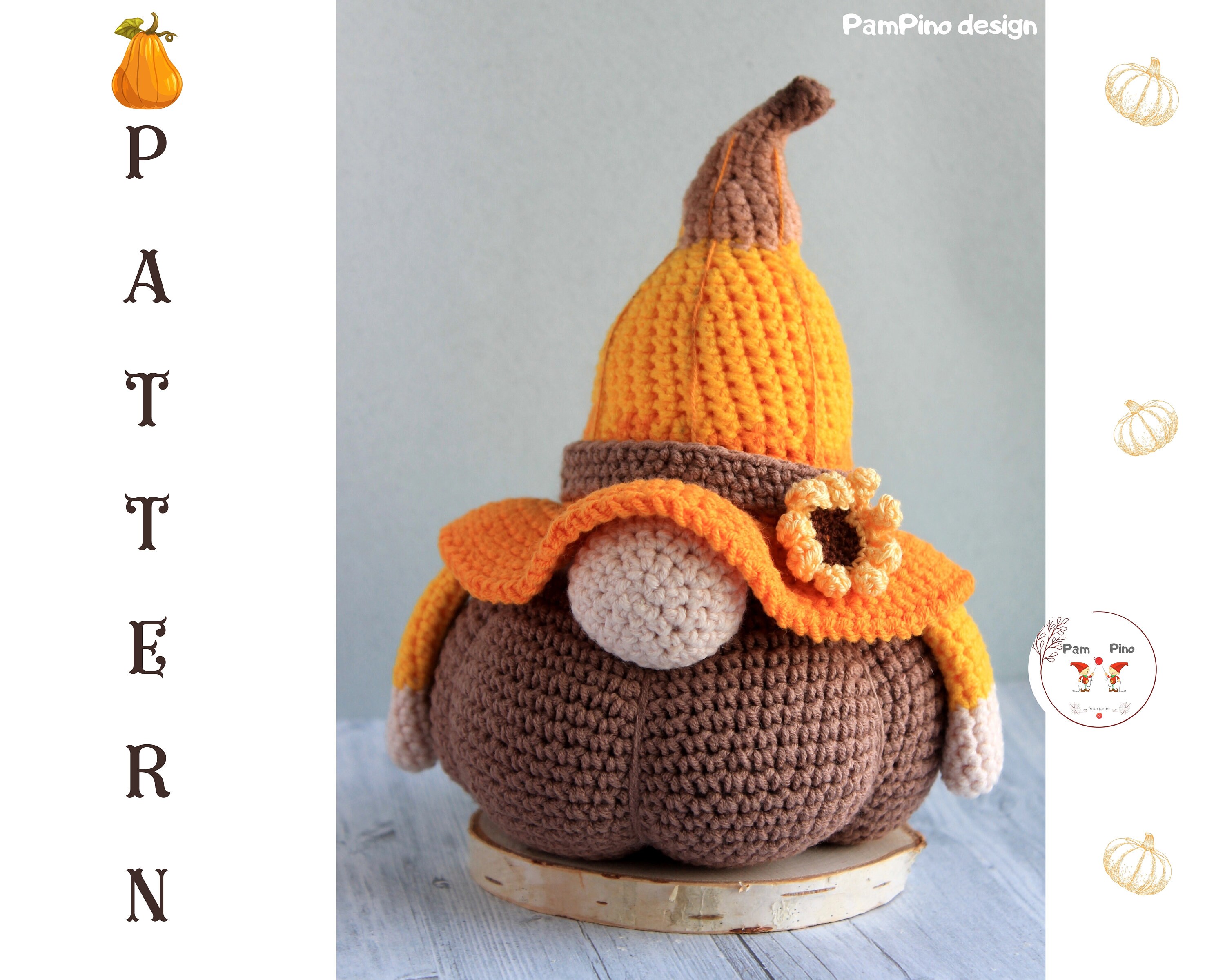 Crochet Autumn Fall Pumpkin gnome pattern Pumpkin gnome Etsy