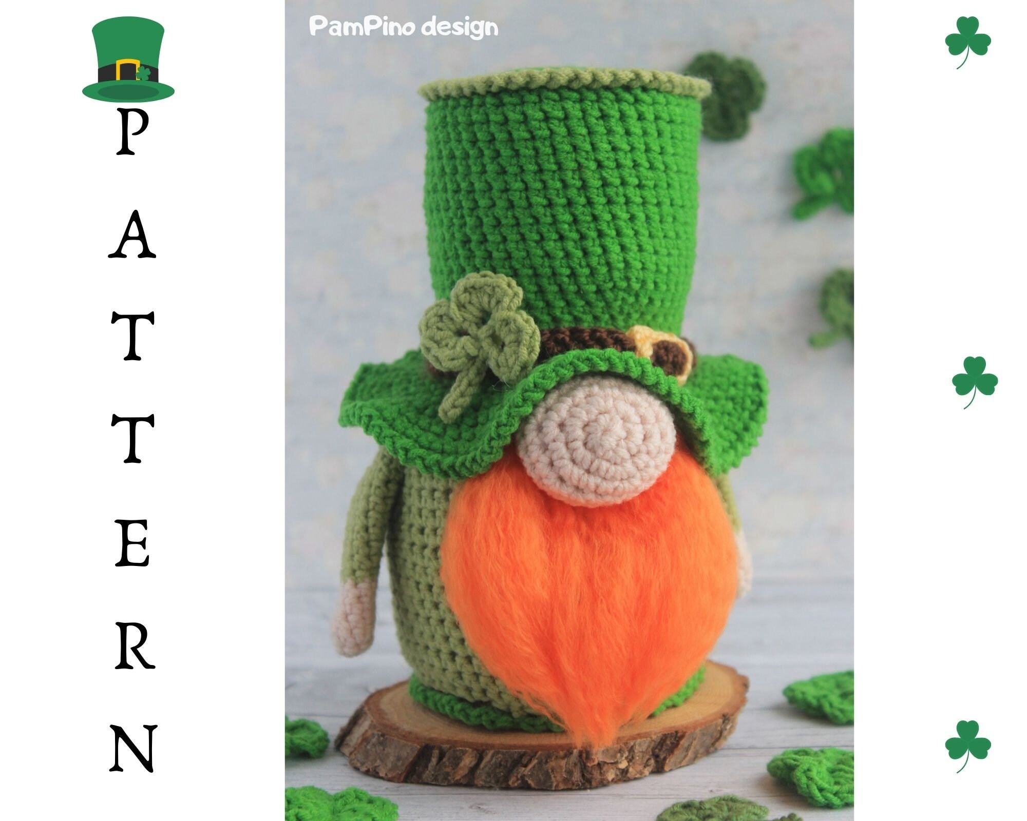 St Patricks Day Gnome pattern Leprechaun doll crochet pattern Etsy
