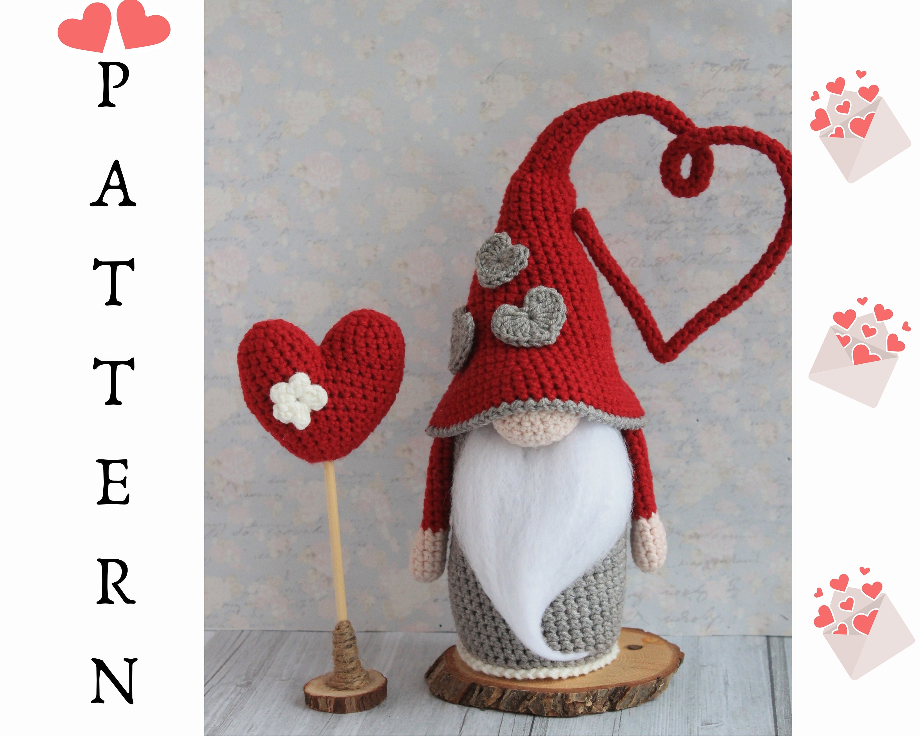 Valentine crochet Gnome pattern Valentine gnome crochet Etsy
