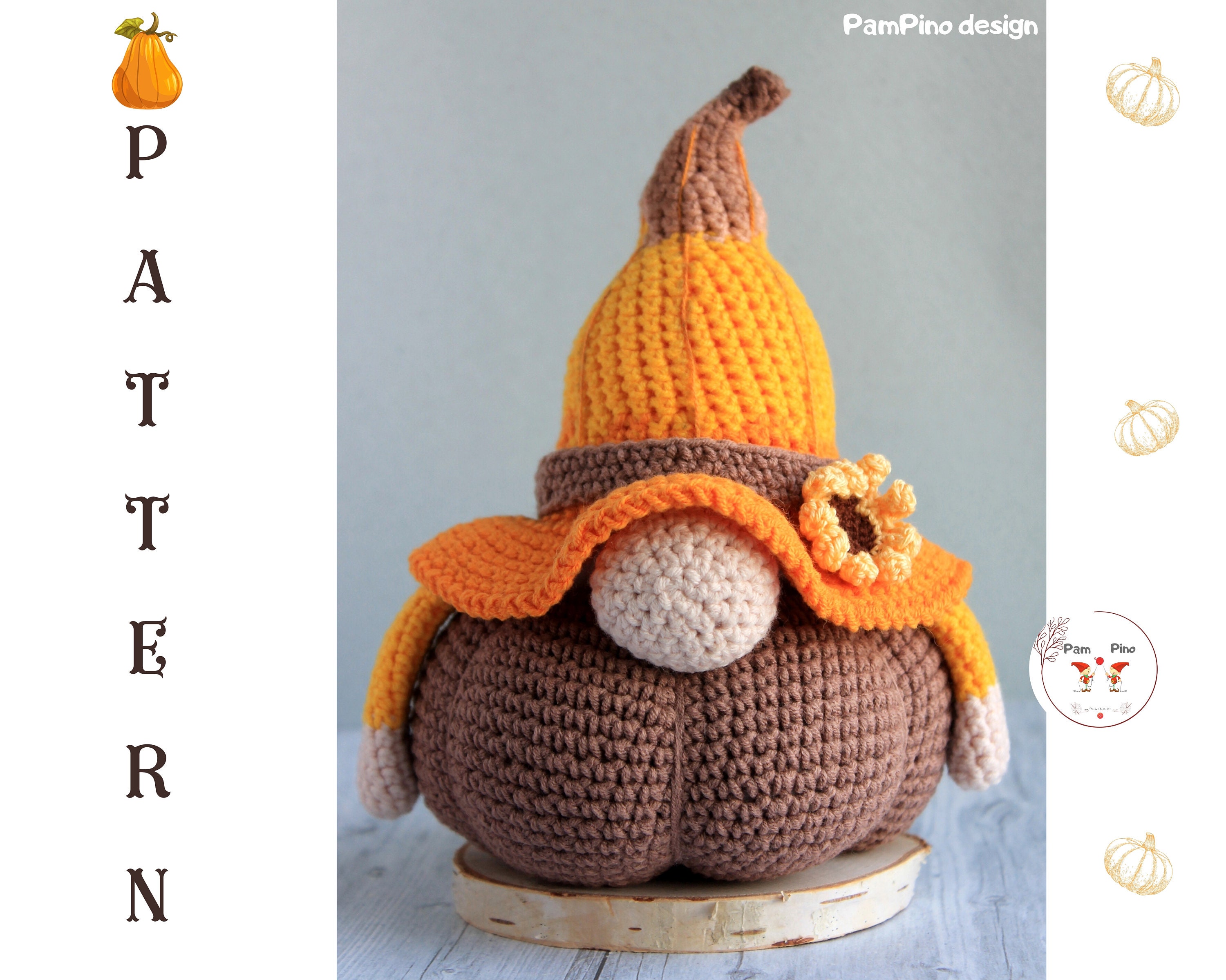 Crochet Autumn Fall Pumpkin gnome pattern Pumpkin gnome Etsy