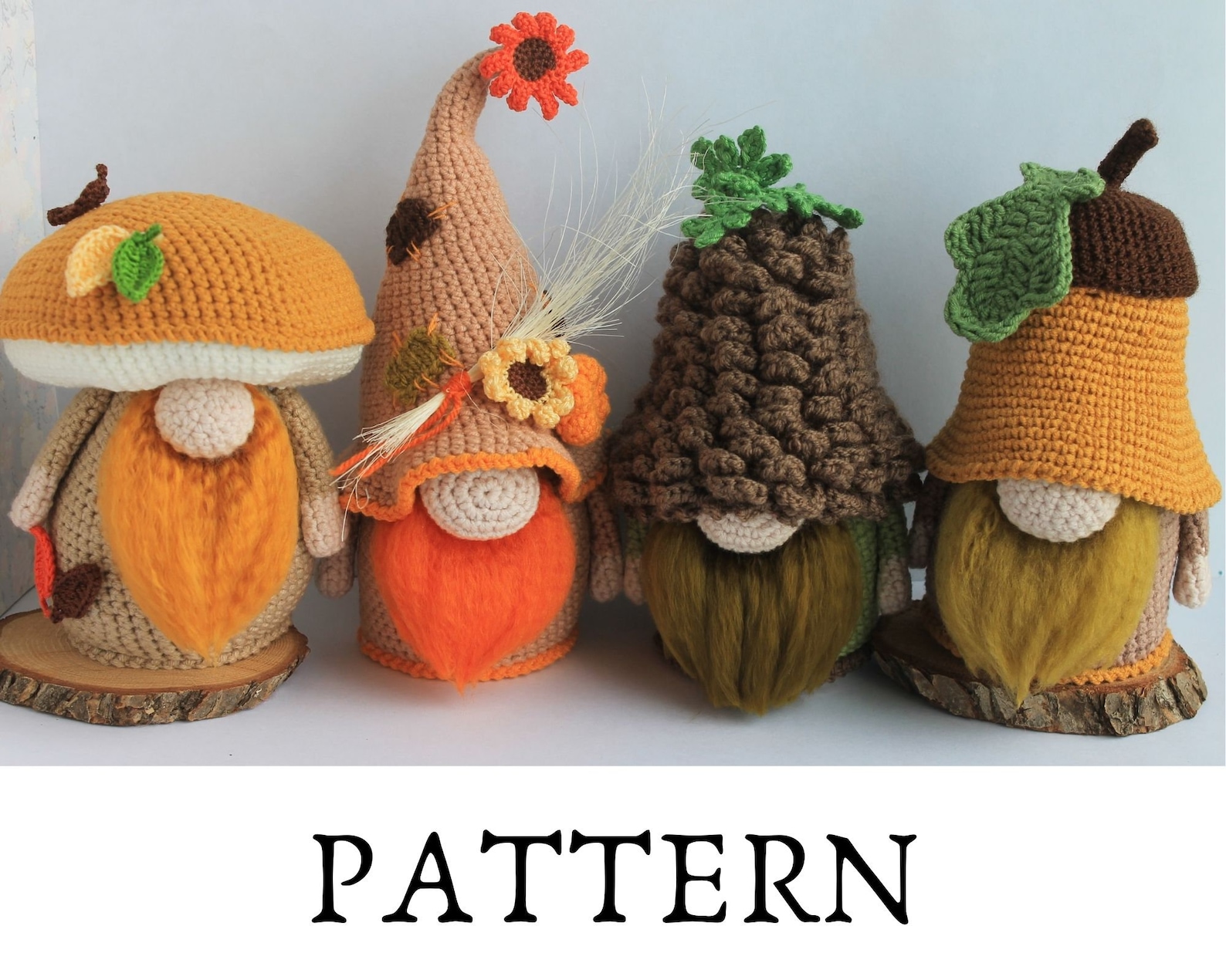 Autumn crochet gnomes set / Acorn gnome/ Pine cone gnome/ Etsy