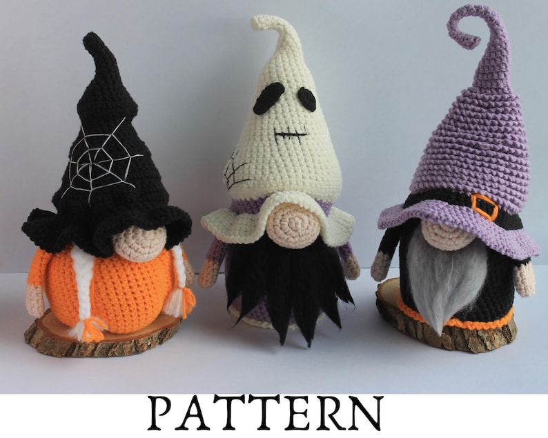 Halloween Gnomes Crochet 4 pattern in 1 Halloween gnomes