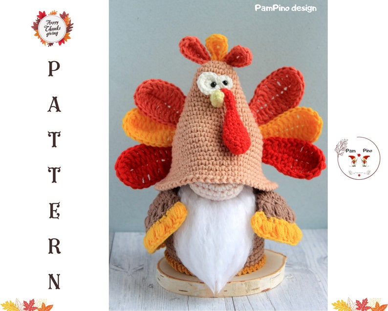 Thanksgiving Day Turkey gnome crochet pattern crochet Turkey image 1