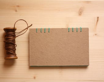 Green Notebook, Coptic binding, notes, hand-made book