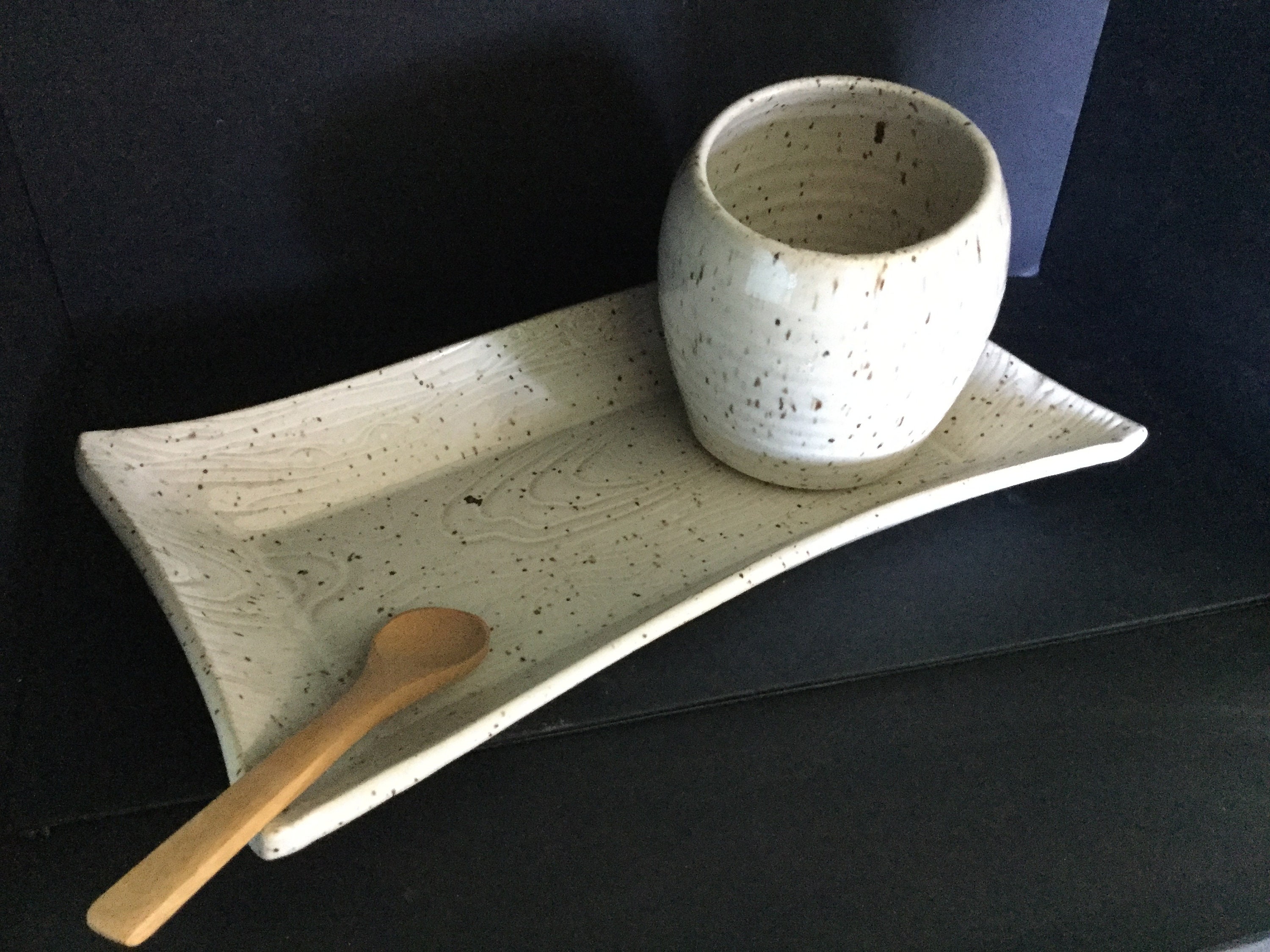 Pottery Tray Handmade Ceramic Stoneware Tray Wood Grain Etsy