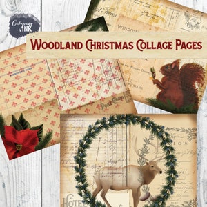 Christmas Junk Journal Collage Pages Woodland Christmas - Etsy