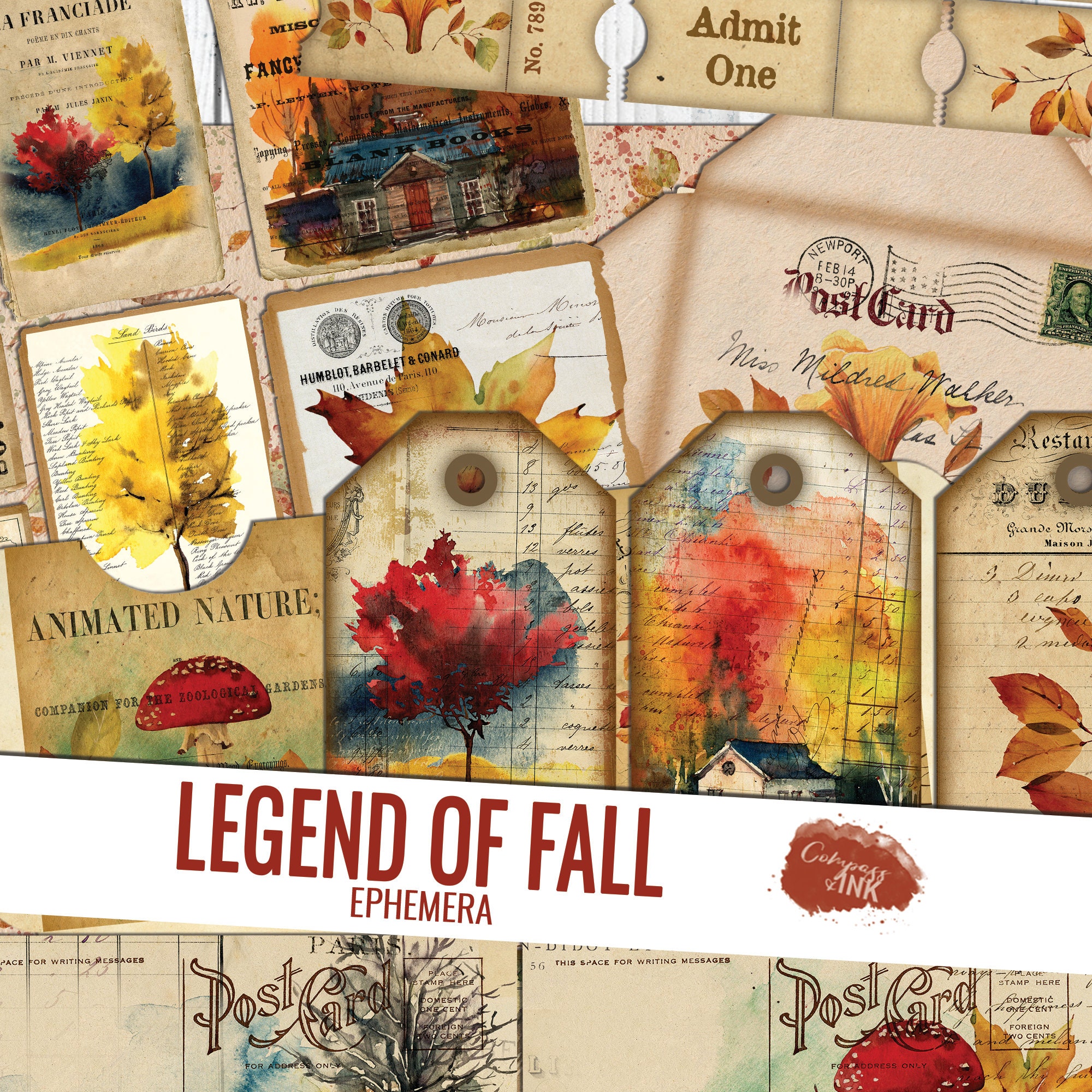 Junk Journal Ephemera, Fall Ephemera Kit, Junk Journal Kit, Autumn Ep…
