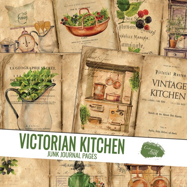 Vintage Kitchen Junk Journal Kit, Victorian Kitchen Journal Pages, Junk Journal Printable, Vintage Junk Journal Digi Kit, Vintage Recipe