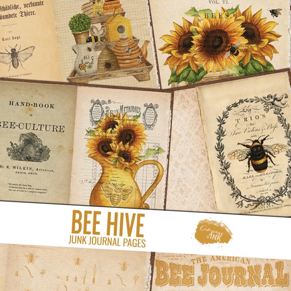 Bee Junk Journal Kit Bee Hive Junk Journal Pages Junk Etsy