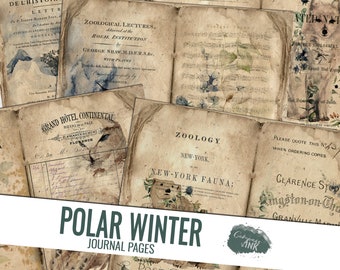 Winter Junk Journal Kit, Polar Winter Junk Journal Pages, Winter Printable Journal Pages, Winter Digi Kit, Vintage Winter Ephemera