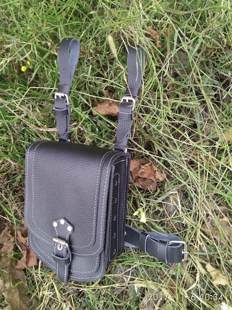 Bikers Belt Pouch Hip Belly Belt Bag Leg Bag Genuine Leather Etsy