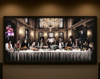 Canvasafdruk Music Legends: muurkunst laatste avondmaal musici in stijl