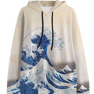 The Great Wave Hoodie | Katsushika Hokusai Art | Japanese Ukiyo-e Fleece Sweatshirt | Under the Wave off Kanagawa | Mount Fuji Clothing