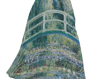 Monet Water Lilies Chiffon Skirt: Japanese Bridge Impressionist Art