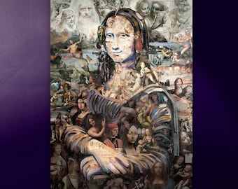 Mona Lisa Surrealism Collage Canvas Print: Leonardo da Vinci Renaissance Art