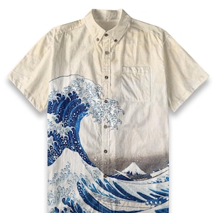 The Great Wave by Katsushika Hokusai button-down shirt heren | Japanse kunst | Ademend 100% katoen | Maten XS-5XL | Artistieke kleding
