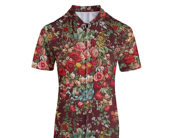 Florales Radtrikot: Damen Rose Art Activewear -Matthew Digby Wyatt Chintz