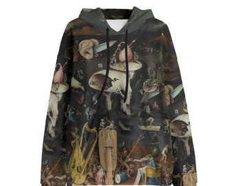 Mystical Garden Hoodie - Hieronymus Bosch Art Inspired Clothing - Magical Nature Apparel - Digital Painting Print Fashion - Enchanted Garden