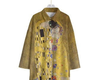 Camisa de gasa para mujer inspirada en El beso de Gustav Klimt - Arte usable para almas sofisticadas - Use arte con elegancia