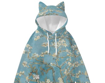 Almond Blossom Hoodie with Ears: Van Gogh Wearable Art