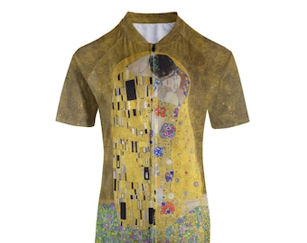 Radiant Embrace Cycling Jersey - Artistic Athletic Wear - Inspired by Gustav Klimt's Masterpiece - Women's Cycling Gear - Sports Attire