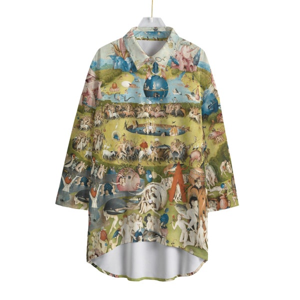 The Garden of Earthly Delights Hieronymus Bosch Women's Chiffon Shirt - Artistic Wear Unique Style - Bohemian Chiffon Blouse Bosch Artwork