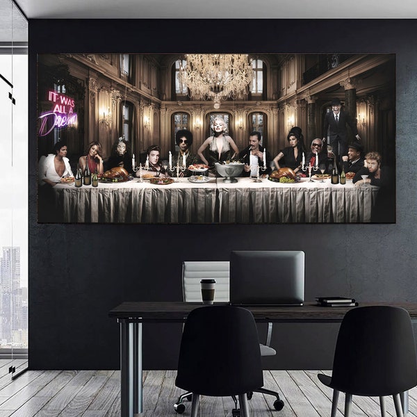 Last Supper Celebrities Canvas Painting Print The Greatest Famous Musicians of all Time Music Legends Prints Wall Art