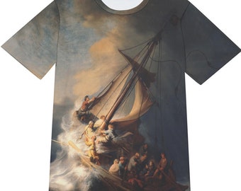 Rembrandts Sturm auf dem See von Galiläa T-Shirt : All-Over Print Baumwoll T-Shirt