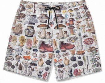 Men's Beach Shorts Types of Mushrooms Larousse 1932 S-5XL