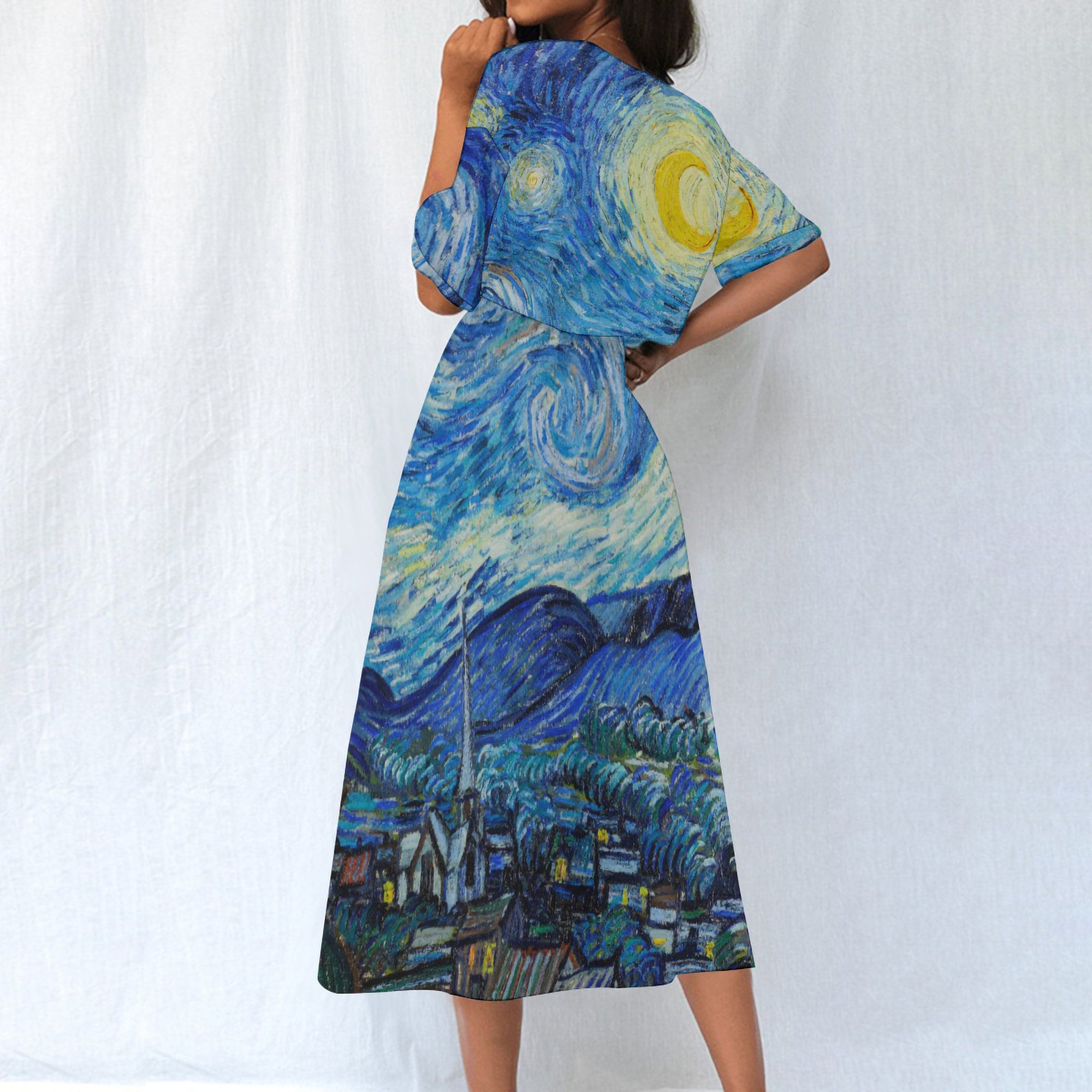 Starry Night Dress: Van Gogh Art, Celestial Fashion Starry Night Dress: Van Gogh Art, Celestial Fashion