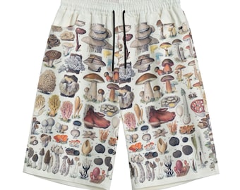 Larousse 1932 Cotton Art Shorts Types of Mushrooms S-5XL