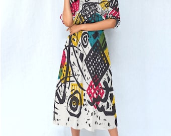Kandinsky Art Waist Dress: Kleine Welten V Abstract Geometric Design