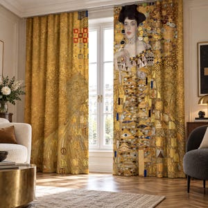 Gustav Klimt Woman in Gold Blackout Curtains, Portrait of Adele Bloch-Bauer I, Two-Panel Set